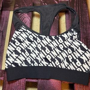 PINK Victoria's Secret Black and White Sports Bra, large